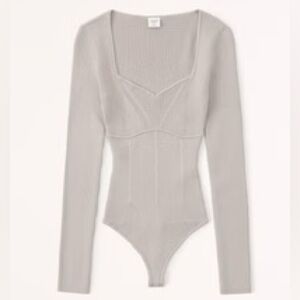 Abercrombie & Fitch Corset Sweetheart Sweater Bodysuit - XXS, light grey